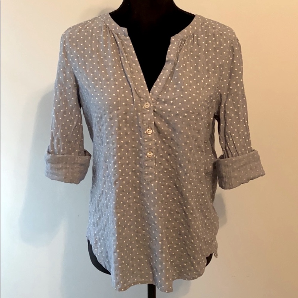 ANN TAYLOR Button Up Floral Dot Blouse